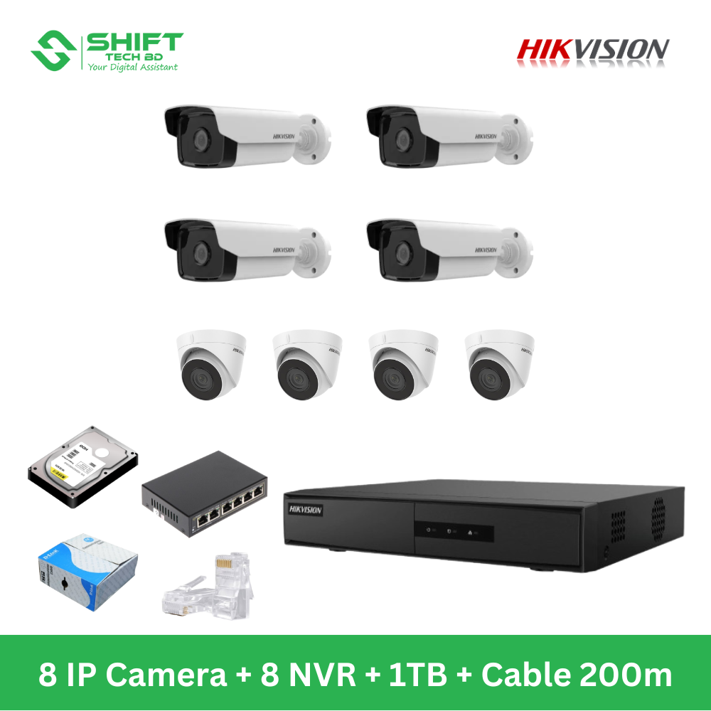 Hikvision 8 Unit IP Camera Package Price in Bangladesh