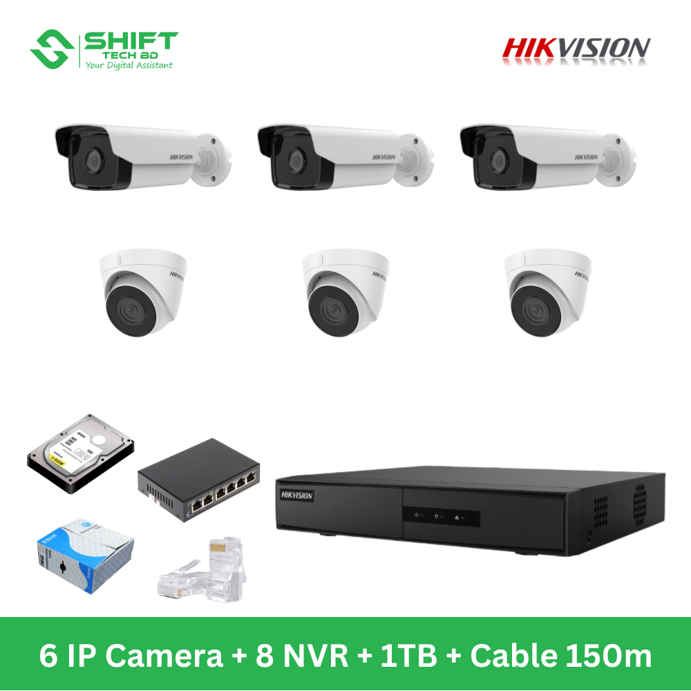 Hikvision 6 Unit IP Camera Package – Best Price & Expert Installation in Dhaka
