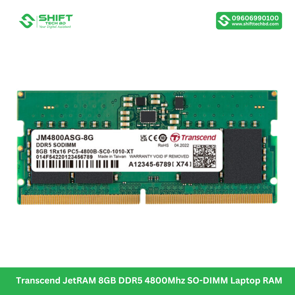 Transcend JetRAM 8GB DDR5 4800Mhz SO-DIMM Laptop RAM