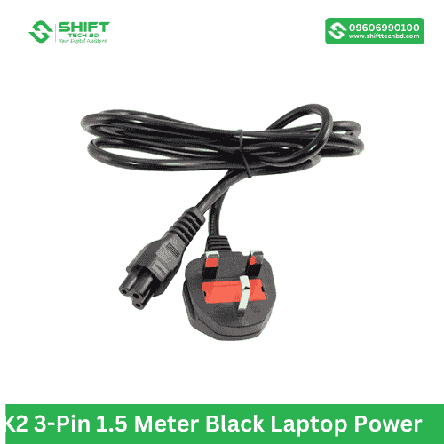 K2 3-Pin 1.5 Meter Black Laptop Power Cable